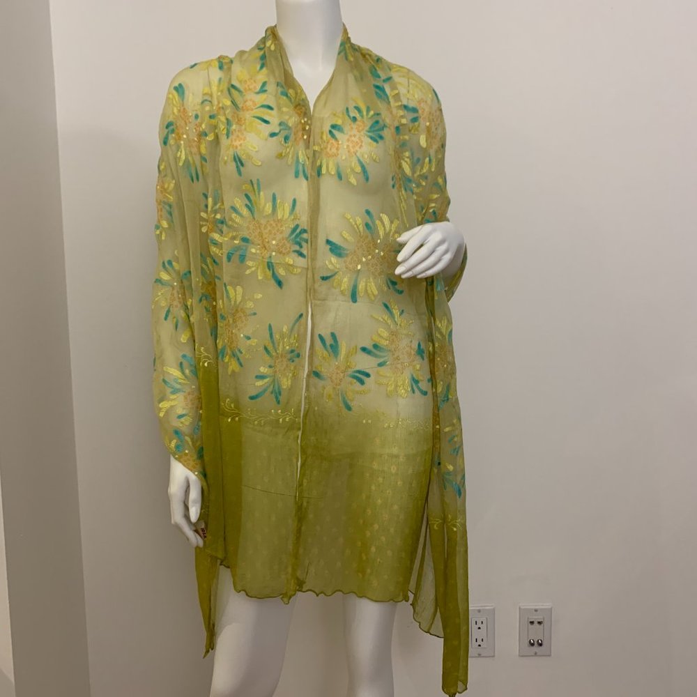 Idea Plus 35" X 79" Hand painted silk Scarf